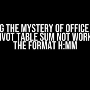 Solving the Mystery of Office Script Excel Pivot Table Sum not Working for the Format h:mm